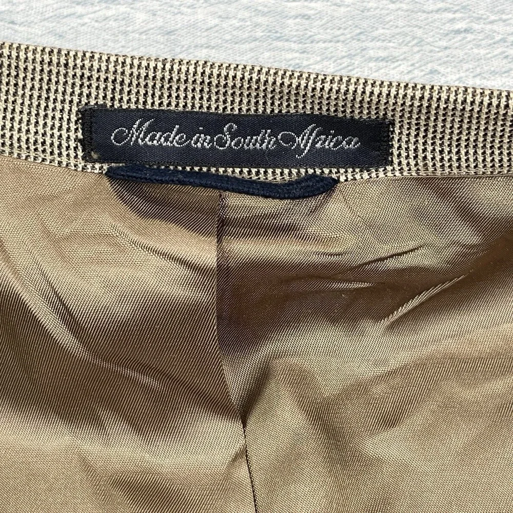 Vintage Oak Creek Sport Coat Mens 44R Beige Wool Houndstooth‎ Blazer USA MADE